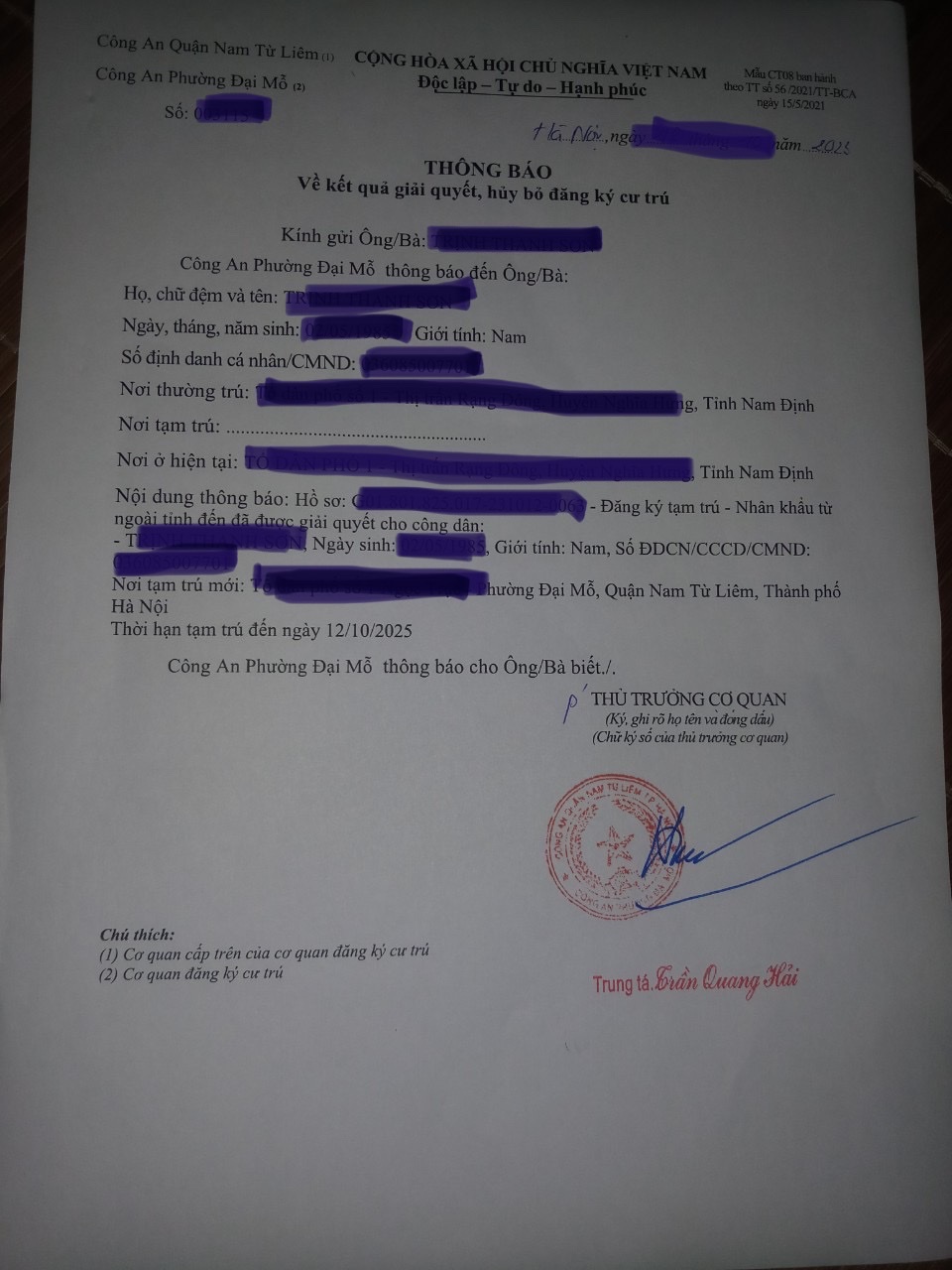 DỊCH VỤ ĐĂNG KÝ TẠM TRÚ NHANH Ở HÀ NỘI