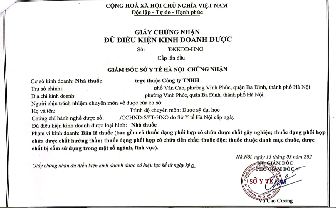 DỊCH VỤ THỦ TỤC XIN GIẤY PHÉP NHÀ THUỐC (GDP)